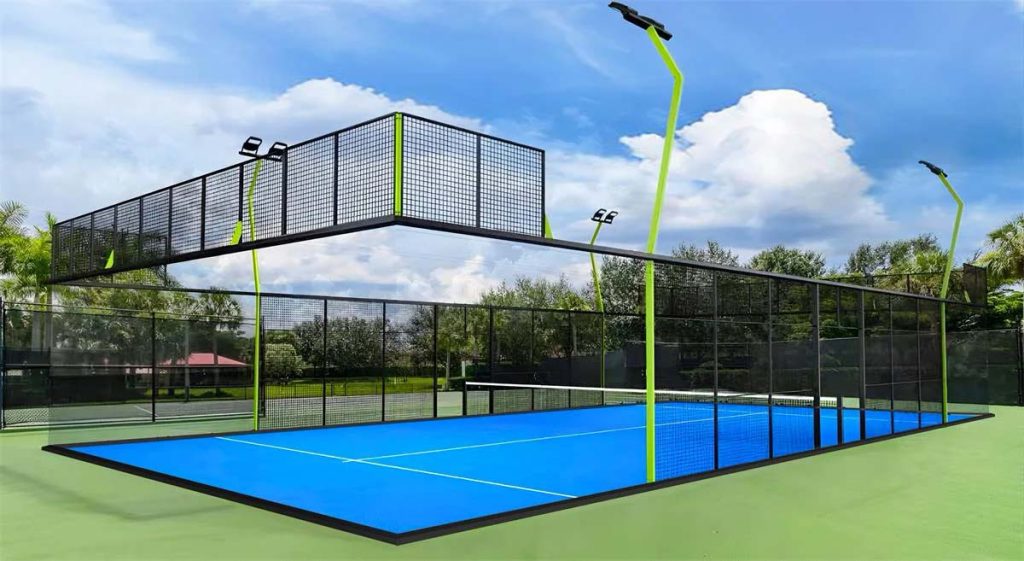Full Panoramic padel teren bez stubova iza stakla, moderan dizajn i maksimalna preglednost za igru